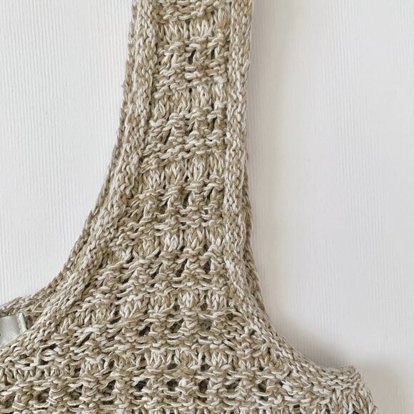 Jeffrey Rogers Crochet Knit Beige Crop Top  Coastal Grandma Cowgirl Cottagecore - Picture 5 of 11